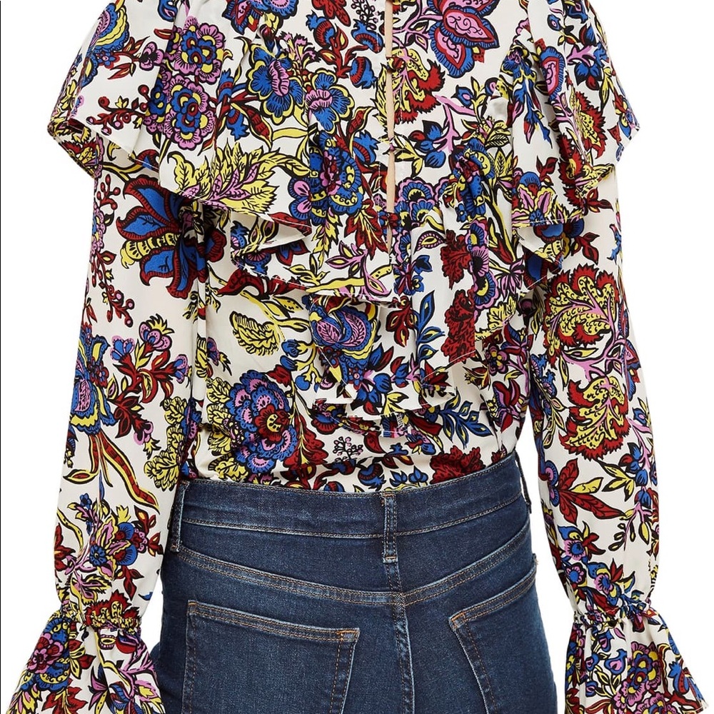 TOPSHOP Floral Ruffle Top - Picture 3 of 8